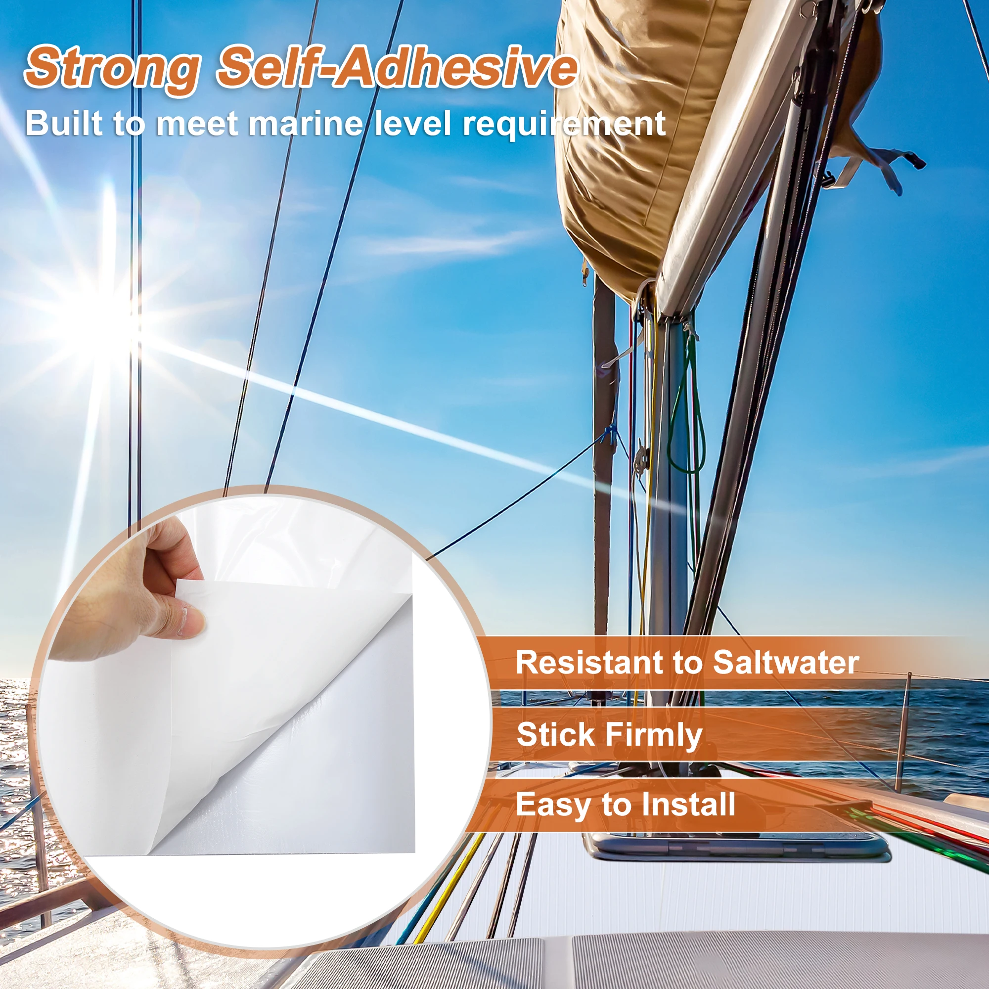 UXCELL الأبيض 244x40x0.6 سنتيمتر ذاتية اللصق قارب الأرضيات ورقة إيفا رغوة ورقة عدم الانزلاق وسادة تثبيت للقوارب التزيين لوح التزلج #2