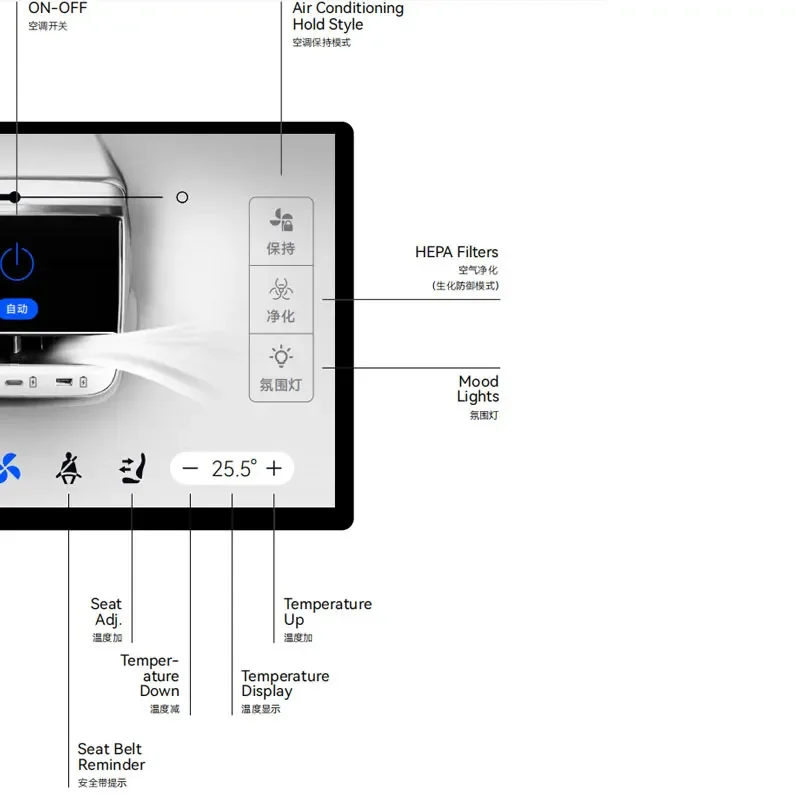 7 Inch Touch Screen Android Multimedia Player Radio For Tesla Model 3 Y Back Rear Display Panel Air Conditioner Control IPS