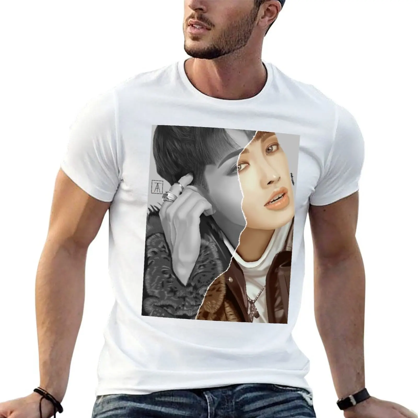 ATEEZ Hongjoong T-Shirt boys animal print oversizeds mens clothing
