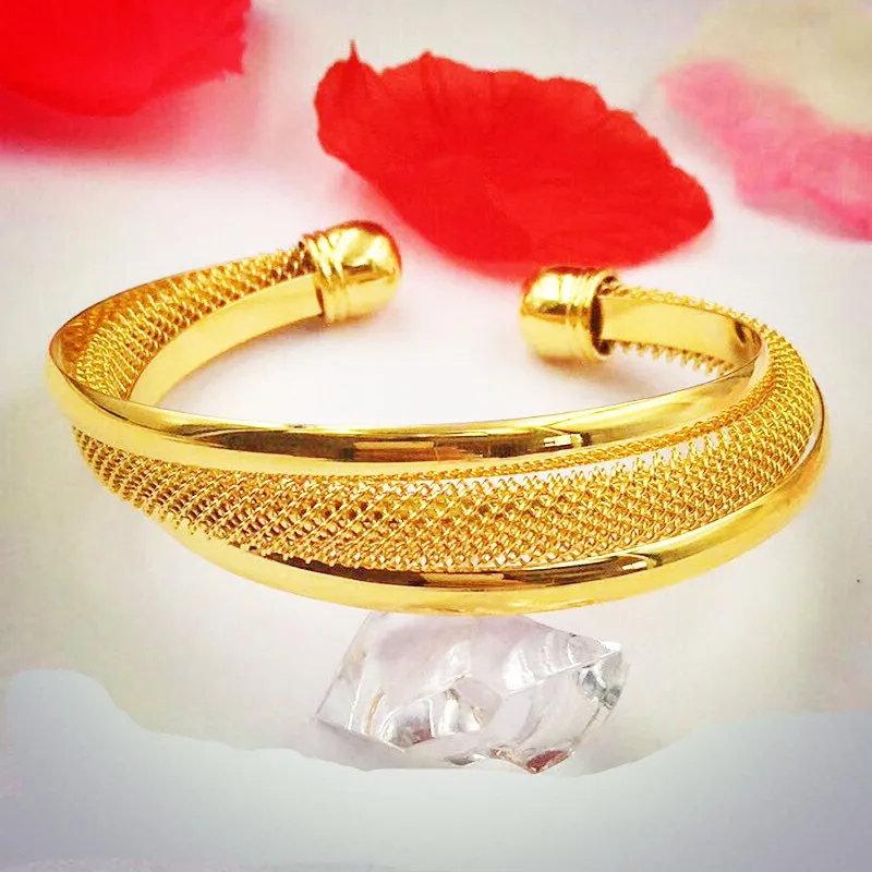 

Korean Style Bracelet Men24KJapanese and Korean Domineering Simulation Fake Yellow Ring Plated Euro Jewelry Jewelry Factory Dire