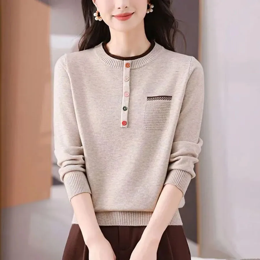Autumn/Winter Clothing Loose Fashion Sweaters  Women Warm Elegant Knitted Long Sleeve Pullover Lady Casual O-neck All-match Top
