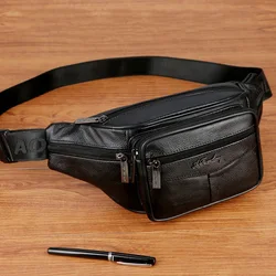 Top Grade Leather Waist Bag 2024 New Men Fanny Pack Purse Designer Running Fitness Belt Bag Phone purse Male Crossbody Chest Bag