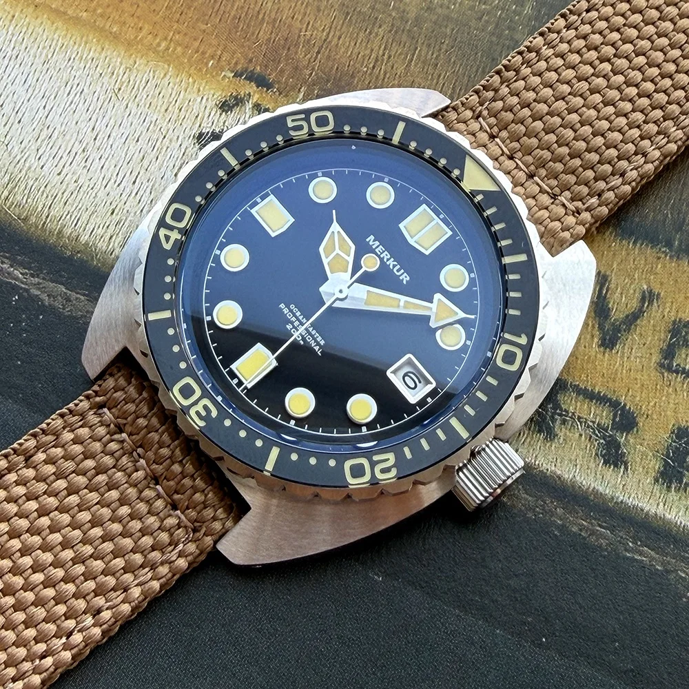 Merkur Skin Diver Watch Abalone Men's NH35 Automatic Watch 20atm Canvas Super Luminous Watch Relogio Masculino view 5