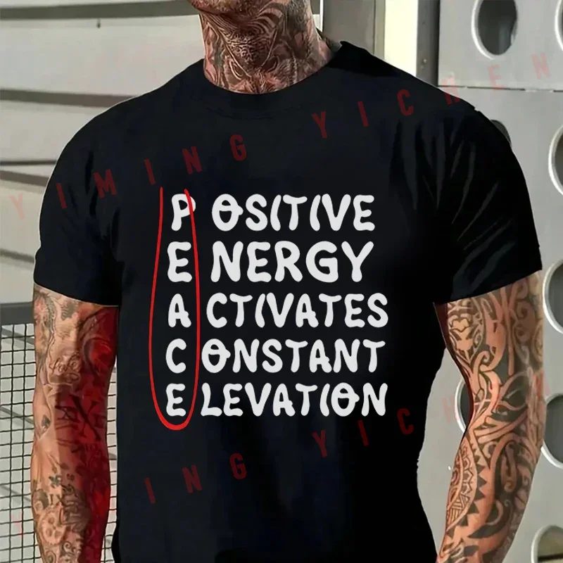 T-Shirt pour hommes, affirmations positives, paix, énergie, possibilités, citations inspirantes rouges, en coton, col rond, manches courtes