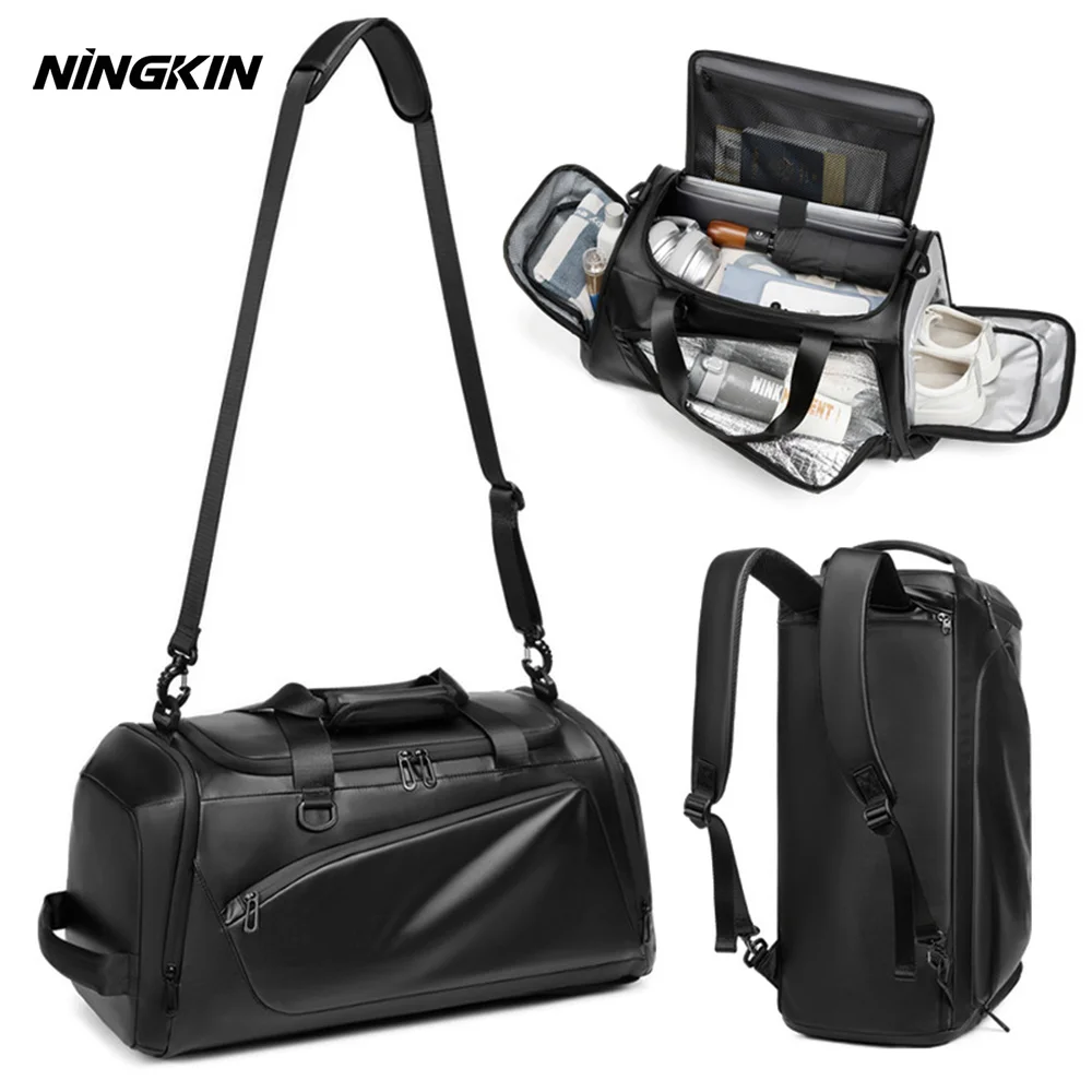 NINGKIN 1pc Men's Waterproof Oxford Handbag, Large Capacity Travel Bag, Hiking Backpack With Wet And Dry Separation