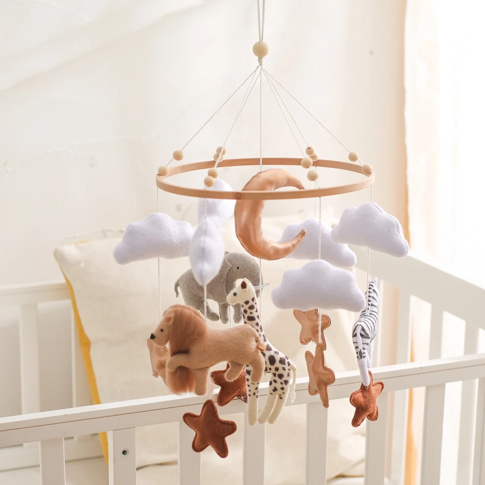 Chocalho de brinquedo para bebês de 0 a 12 meses, sino de cama para recém-nascidos, caixa de música móvel de madeira, sino pendurado, suporte de brinquedo, berço infantil, presente