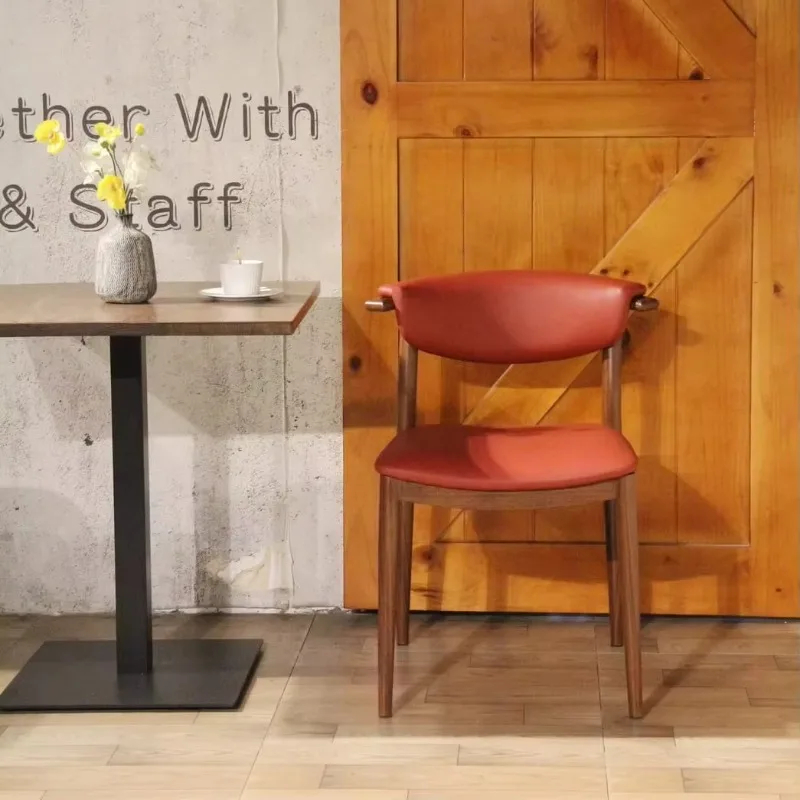 Modern Restaurant Chair Upholstered Seat and Backrest Solid Wood Legs Dining Chair for Cafe Hotel Bistro
