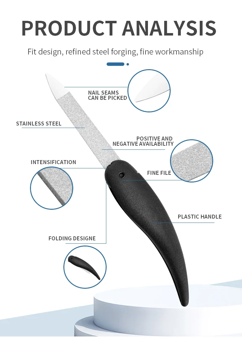 1/5 pezzi set lima per unghie pieghevole Little Fish lima per manicure lavata e lucida doppia faccia materiale plastico ABS satinato nail art