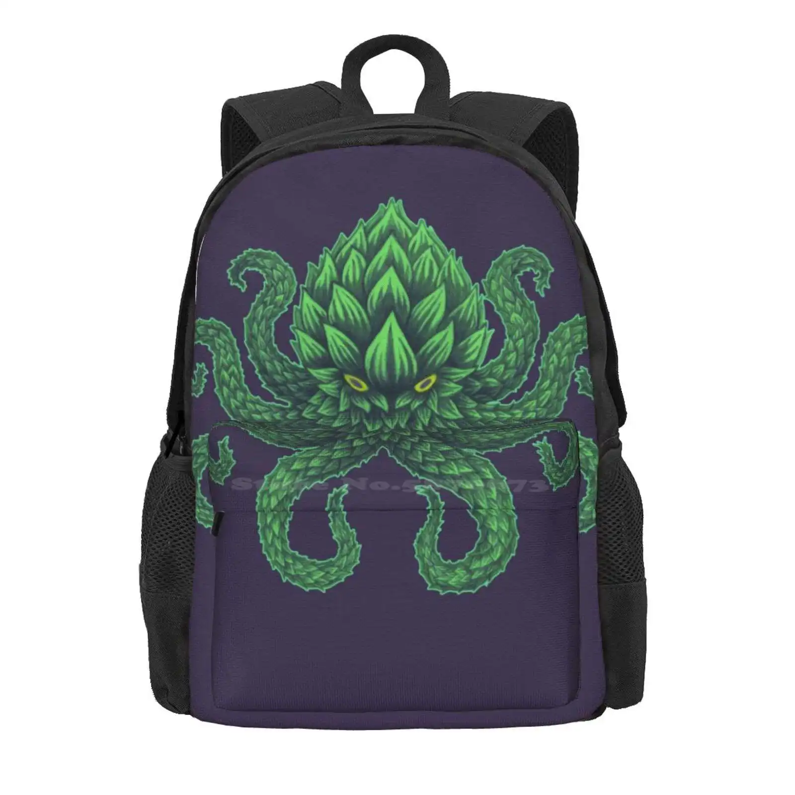 Hoptopus Hot Sale Schoolbag Backpack Fashion Bags Octopus Craft Beer Beer Geek Cthulu Animal Sea Life Aquatic Ocean Life Green