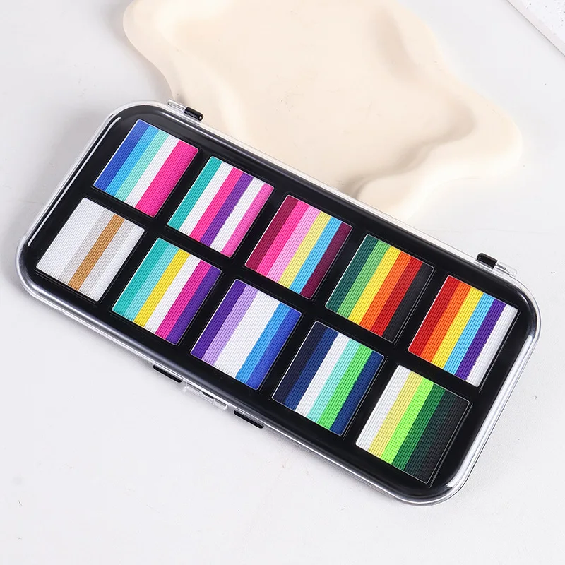 4PCS 10-color water-based dual-color UV fluorescent face body paint set for Halloween Christmas Masquerade Party Role Play