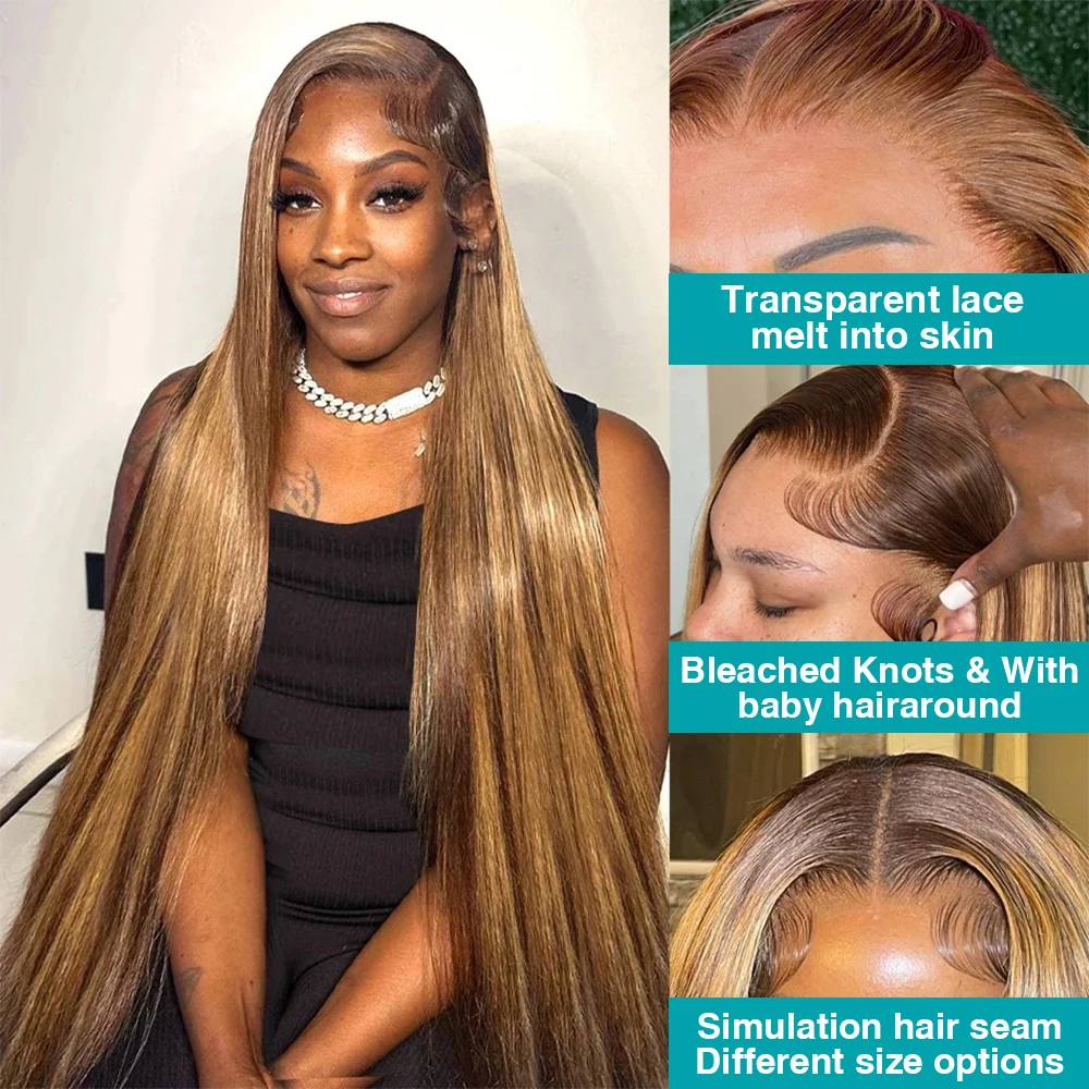 13x6 أبرز شعر مستعار شعر الإنسان 4/27 ملون مستقيم HD الدانتيل شعر مستعار أمامي أومبير الدانتيل الباروكات الأمامية قبل قطعها مع شعر الطفل