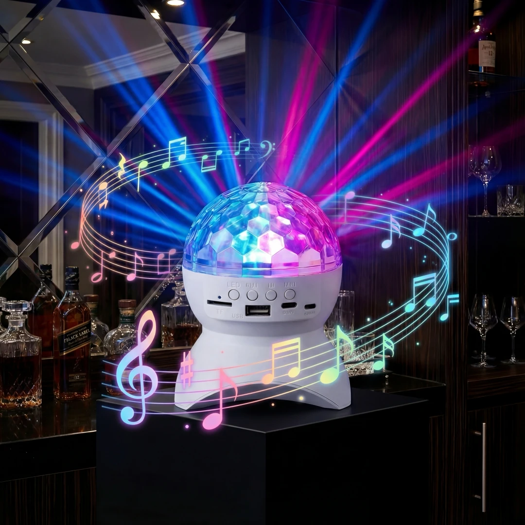 

Универсальная перезаряжаемая Bluetooth-колонка с RGB-подсветкой (7 эффектов), воспроизведением с TF/USB для караоке, вечеринок, декора детской и взрослой комнаты