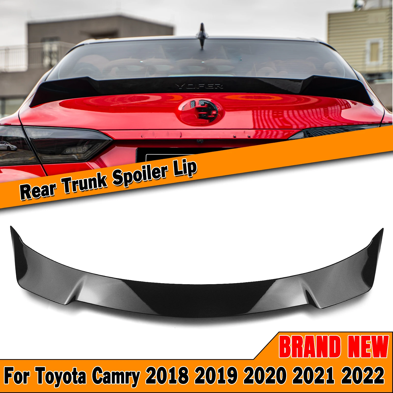 YOFER Glossy Black Rear Trunk Lid Spoiler Wing Tailgate Trim For Toyota Camry Sport 2018-2024 SE XSE