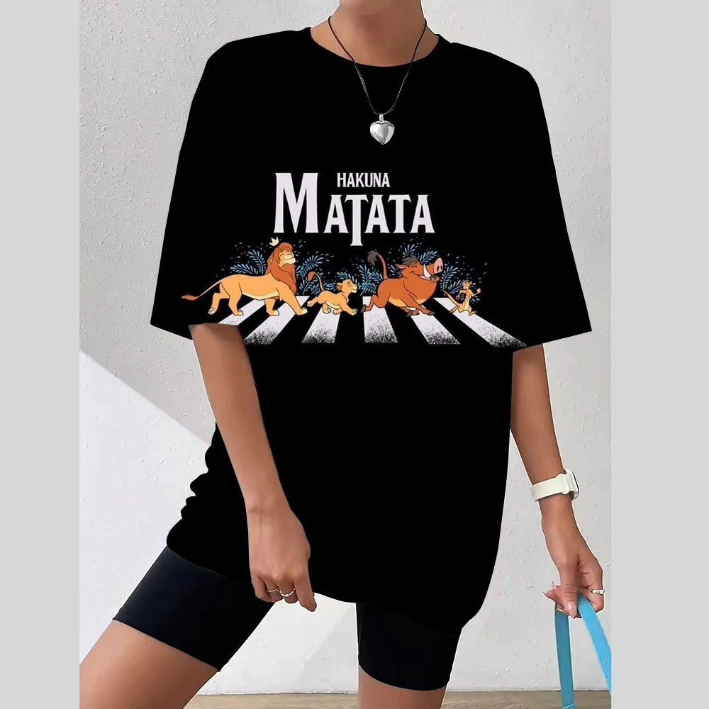 

Забавная футболка Kawaii 90-х годов The Lion King, забавная футболка Disney, футболка Harajuku Hakuna Matata, женские футболки, женская одежда