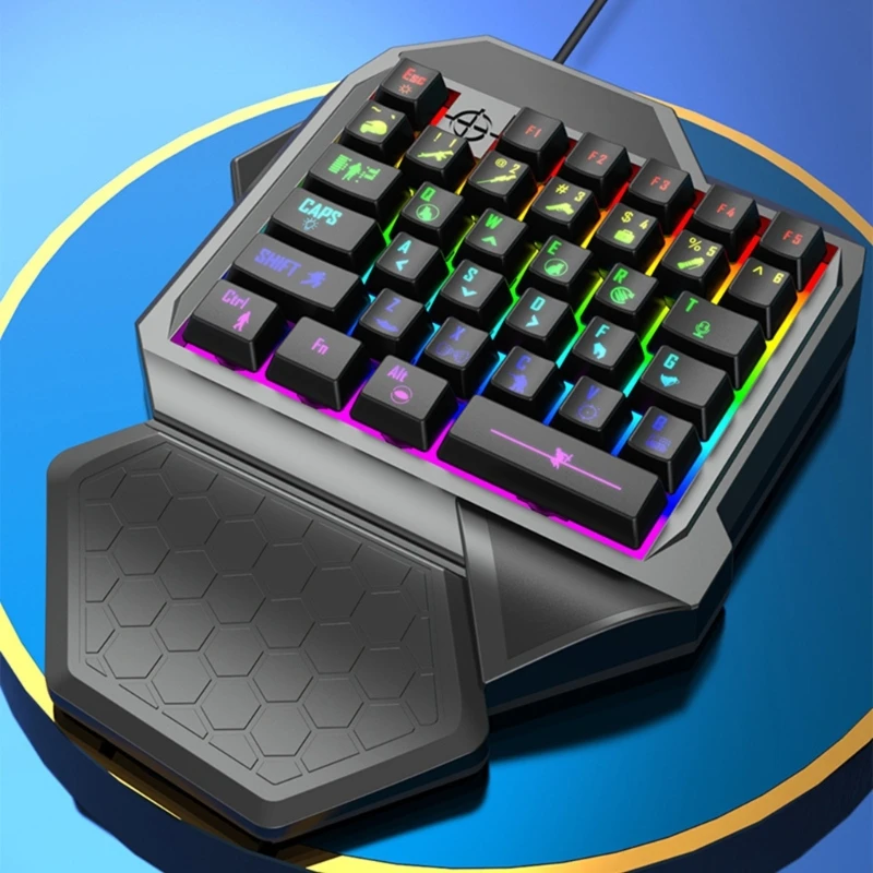 

Handed Gaming Keyboard LED 35 Keys Mini Cord Mechanical Keyboard for PC