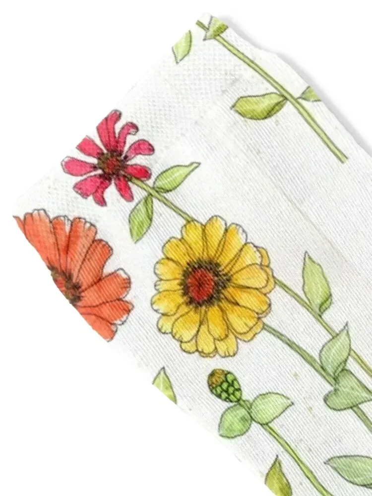 Bright Red, Orange and Yellow Zinnias Socks Soccer cycling essential funny gifts Man Socks Women's