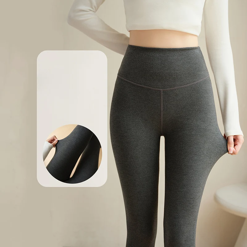 خريف شتاء عالية تمتد رقيقة أفخم طماق النساء عارية الشعور الجلد ودية بناطيل ضيقة امرأة عالية الخصر لفافة ساق غير مخيطة