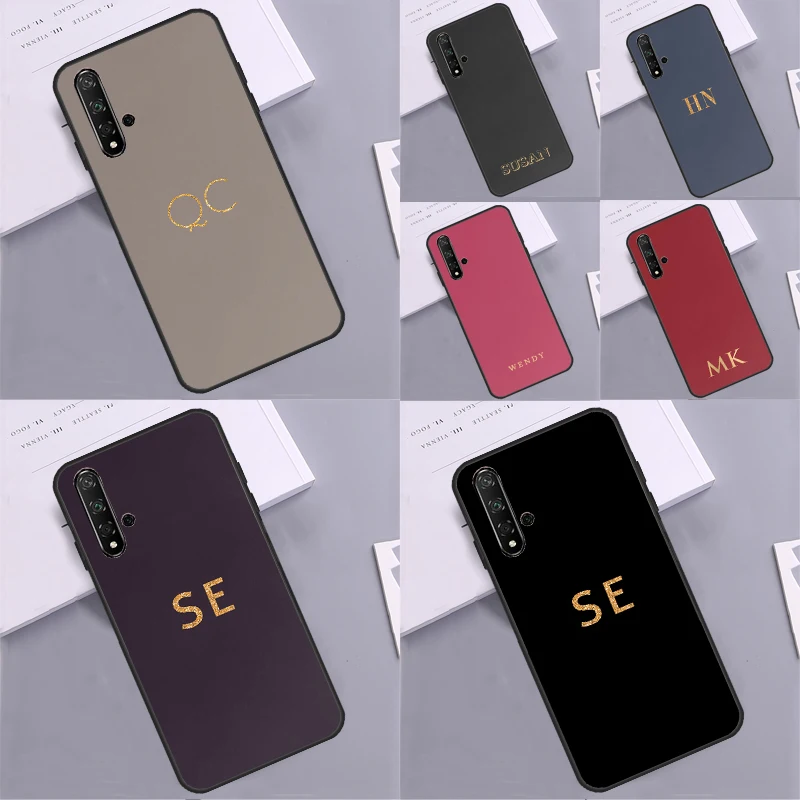 Custom Monogram Solid Plain Name Case For Huawei Nova 8i 3i 11i Y60 Y61 Y70 Y90 5T 9 10 SE P Smart P20 P30 P40 Lite P60 Pro