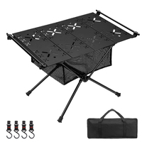 Lightweight Foldable Camping Table, Aluminum Alloy Portable Picnic Desk with Hanging Mesh Bag,for Outdoor Picnic BBQ Beach