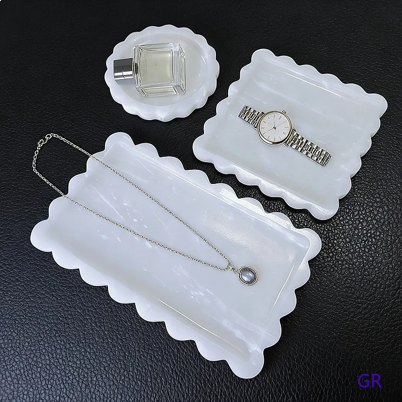 Natural Marble Aromatherapy Tray for Bathroom Vanity Organizer Luxury Stone