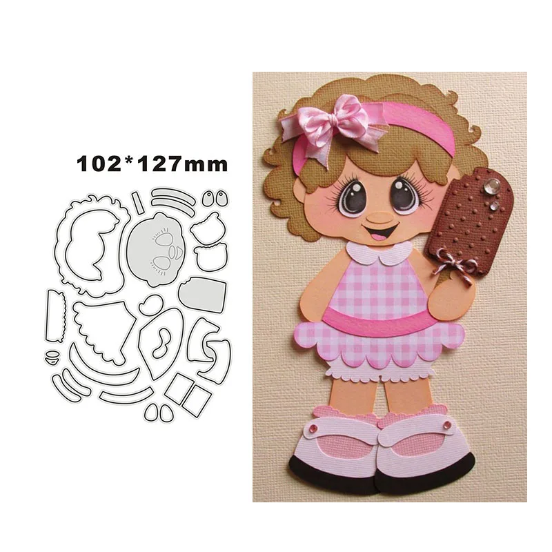 Metal Cutting Dies Stencils Cute Girl for DIY Scrapbooking Decorative Embossing DIY Paper Card Making