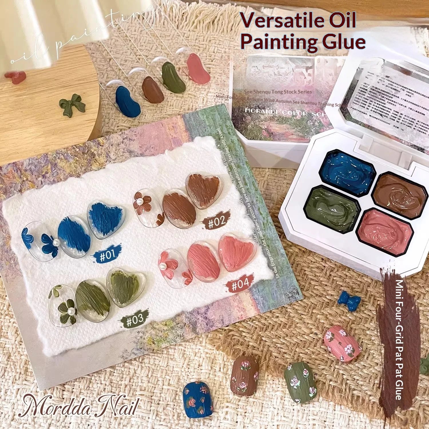 

4Colorsx2.5g Solid Oil Painting Gel Nail Semi Permanent Nail Art Soaking UV LED Modeling Gel Manicure Salon DIY Nail Materials