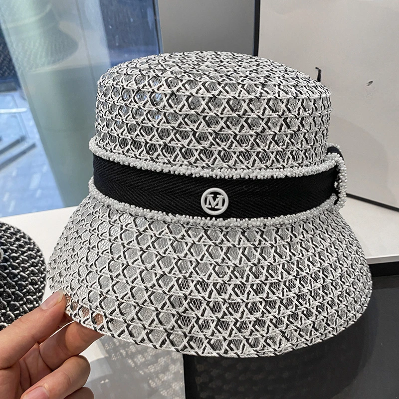 Korean Breathable Hollow Fisherman Hat, Personalized Basin Hat, Fashionable Diamond Bucket Hat for Women\'s Summer Outings