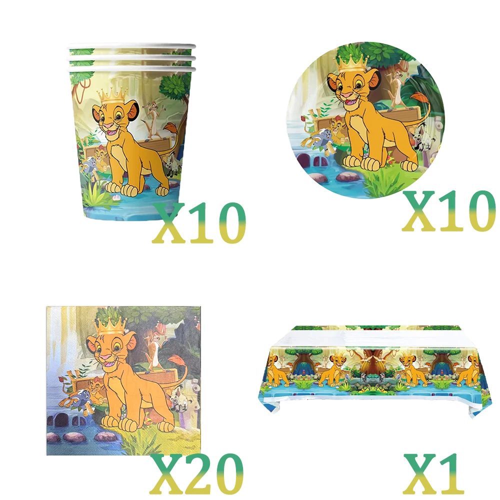 König der Löwen Simba Geburtstagsdekoration Partyzubehör Cartoon-Becher Teller Servietten Tischdecke für Kindergeburtstag Geschenk Babyparty – Detail 14