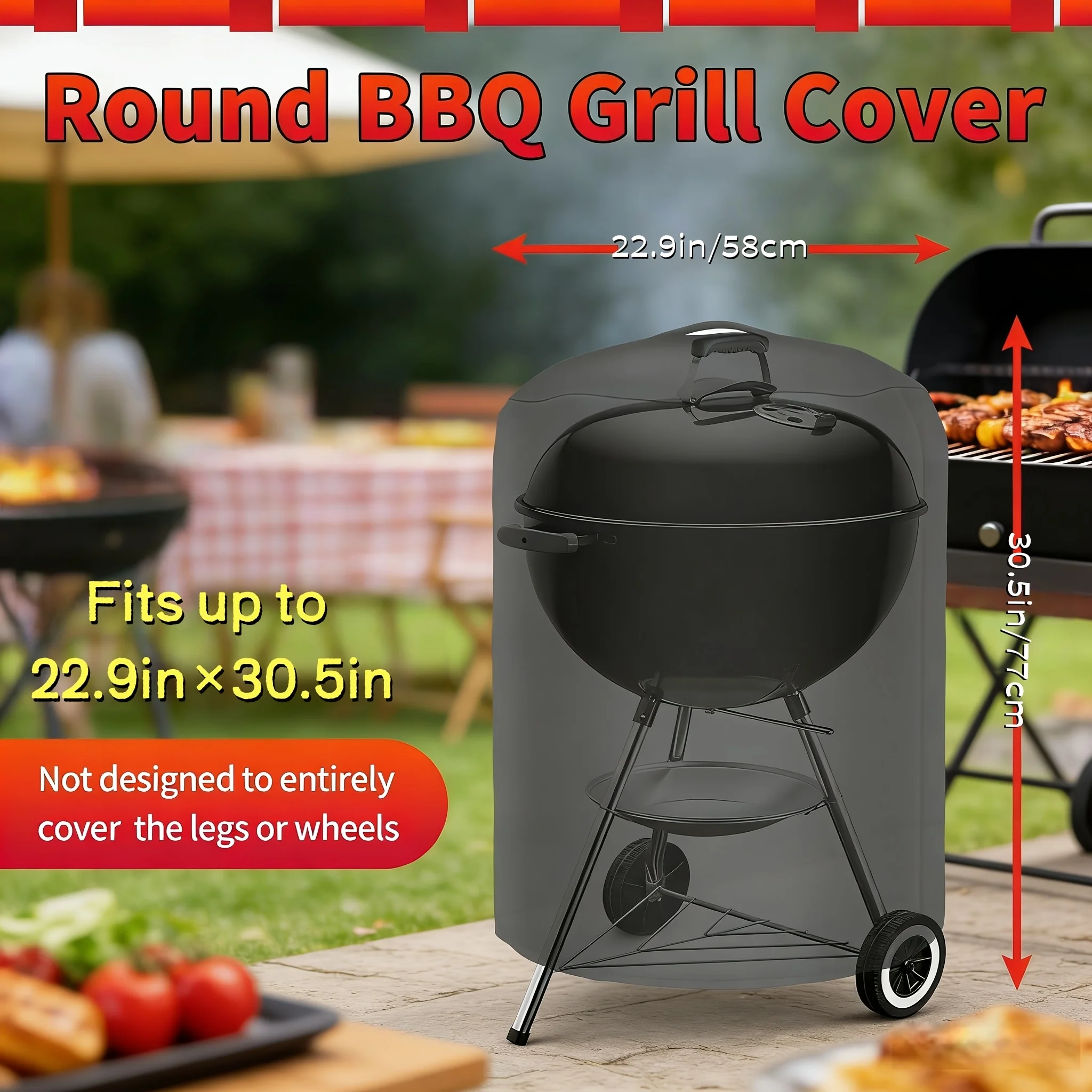Round Grill Cover for Outdoor Grill, 22.9