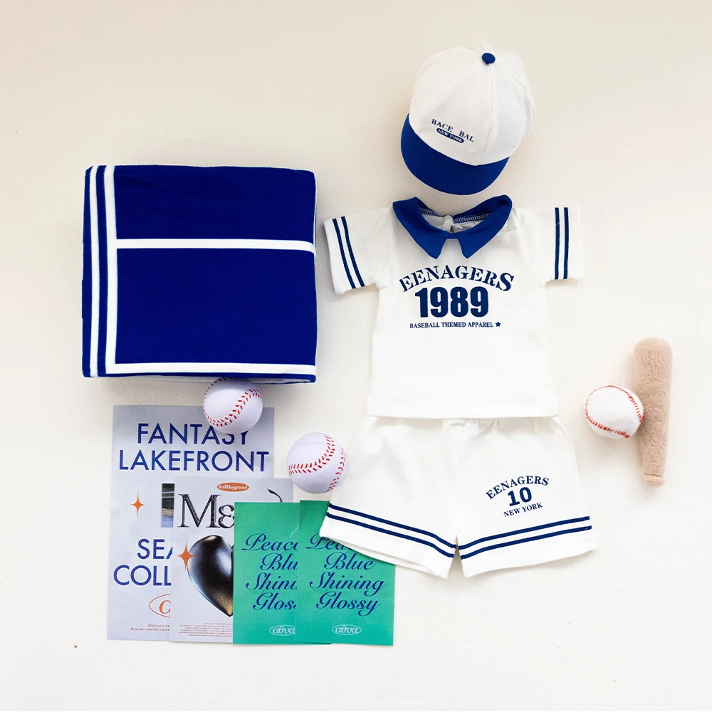 Newborn Boy Photoshoot Outfits Baseball Themes Sportswear Hat 3pcs/Set Felt Baseball Stick Vintage Poster Baby Photography Props