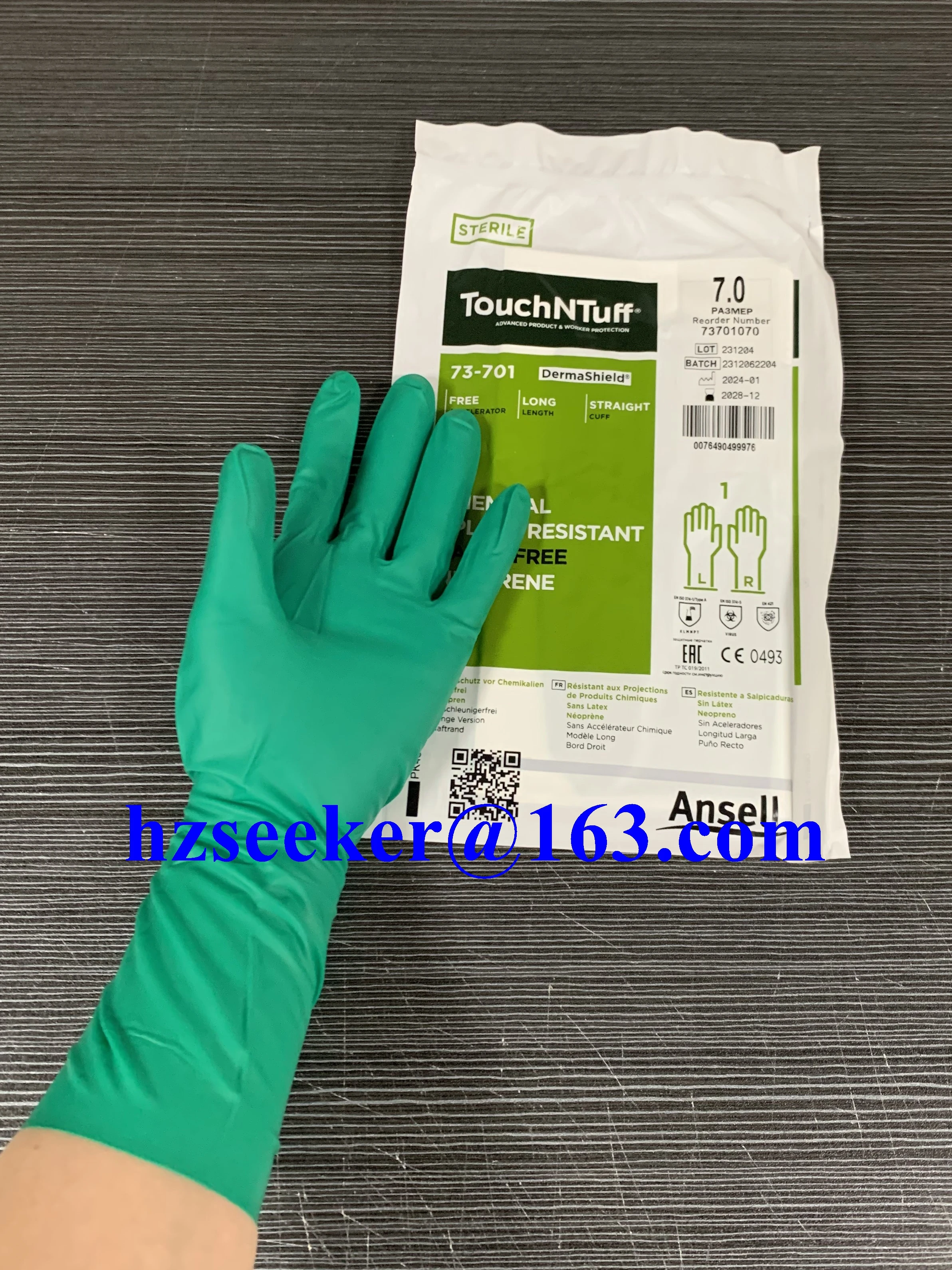 Ansell TouchNTuff DermaShield ™   73-701(1 paio) Guanto per camere bianche in neoprene (policloroprene) Resistente agli spruzzi chimici senza lattice