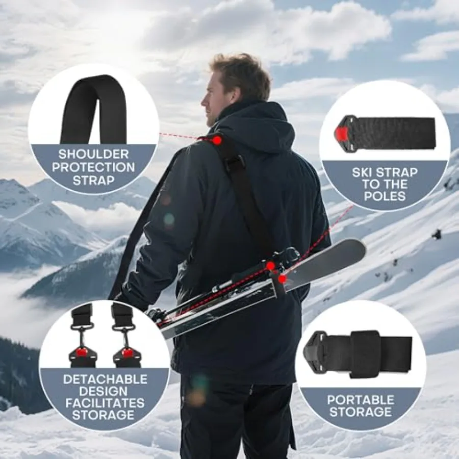 حزام التزلج وحامل القطب 2 حزمة أشرطة حاملة التزلج أقطاب وأشرطة التزلج التمهيد تجنب النضال ونقل جهد Y