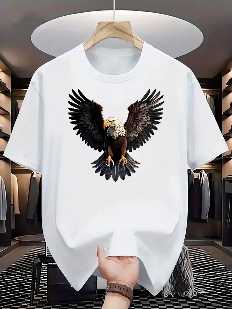 

Eagle Graphic design-100% cotton summer O-neck short sleeve casual printed men's T-shirt.