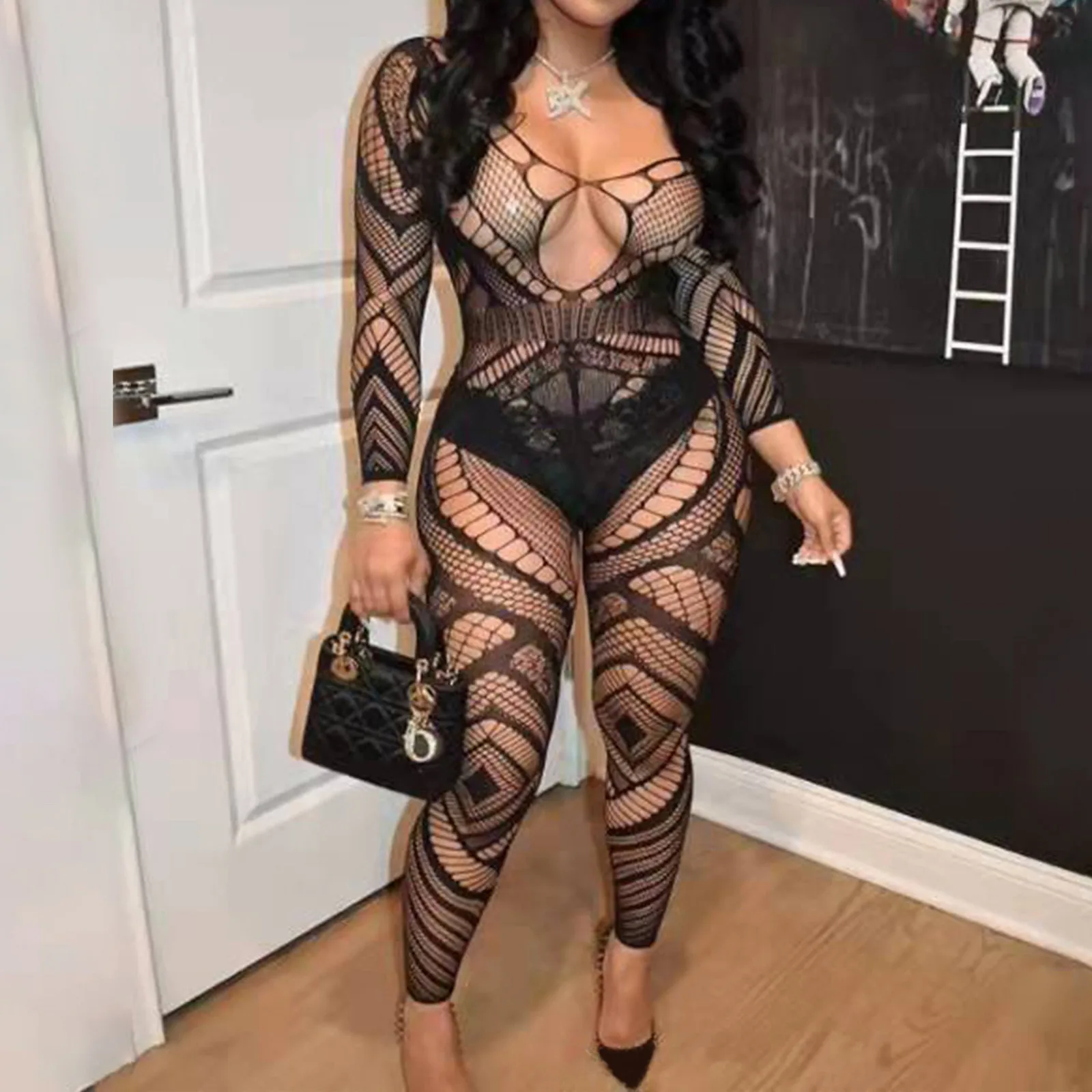 Sexy Women Lingerie Mesh Fishnet Plus Size XXXL Teddy Hot Erotic Bodystockings Porno Open Crotch Tights Stockings Outfit Clothes