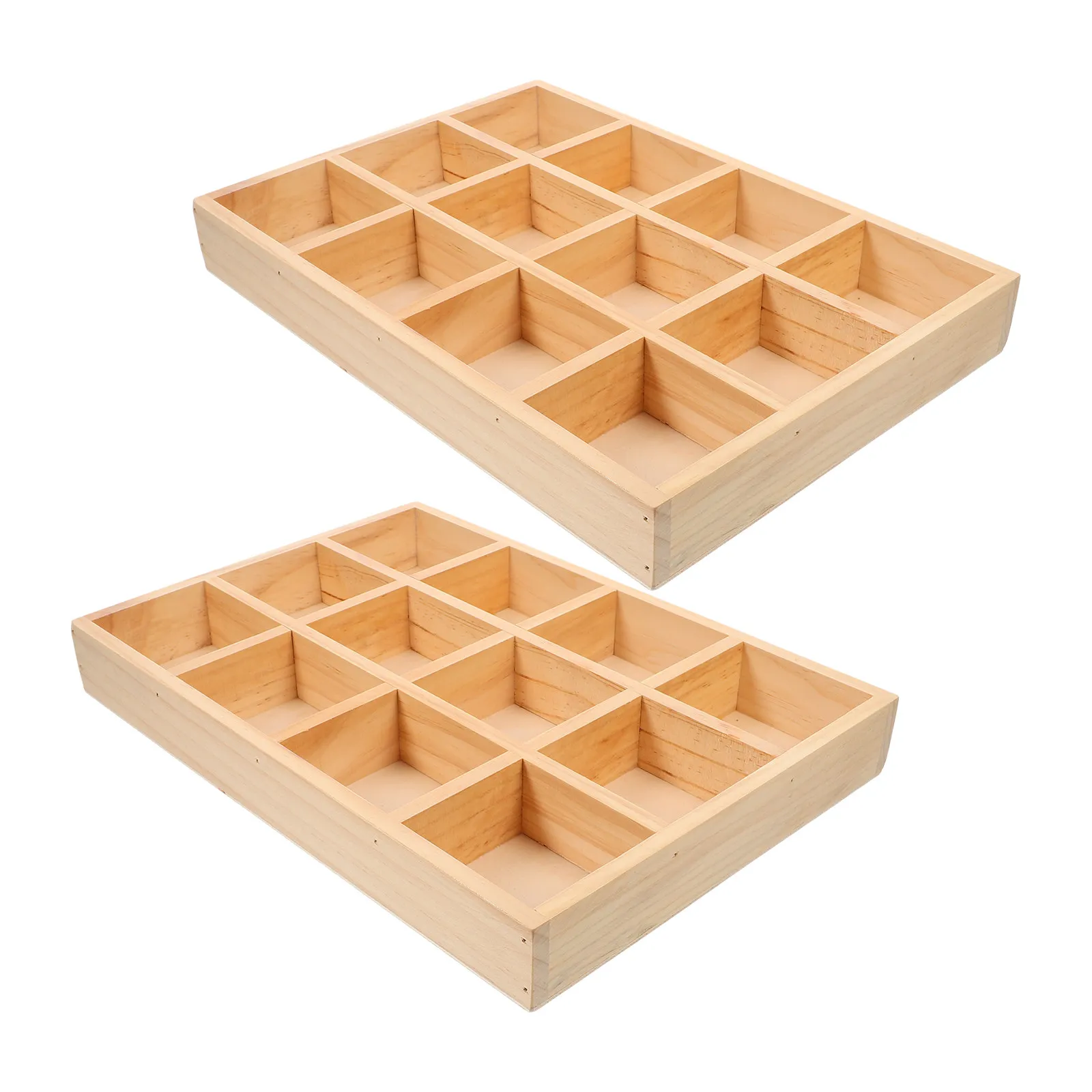 

Wooden Jewelry Tray with Multi-Grid Compartment Design for Rings Earrings Necklaces Bracelets Watches Keys Home Office Dorm