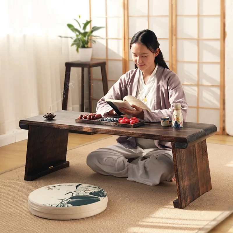 Creative Japanese Solid Wood Folding Tea Table Decoration Foldable Multifunction Portable Bed Table Bay Window Coffee Table