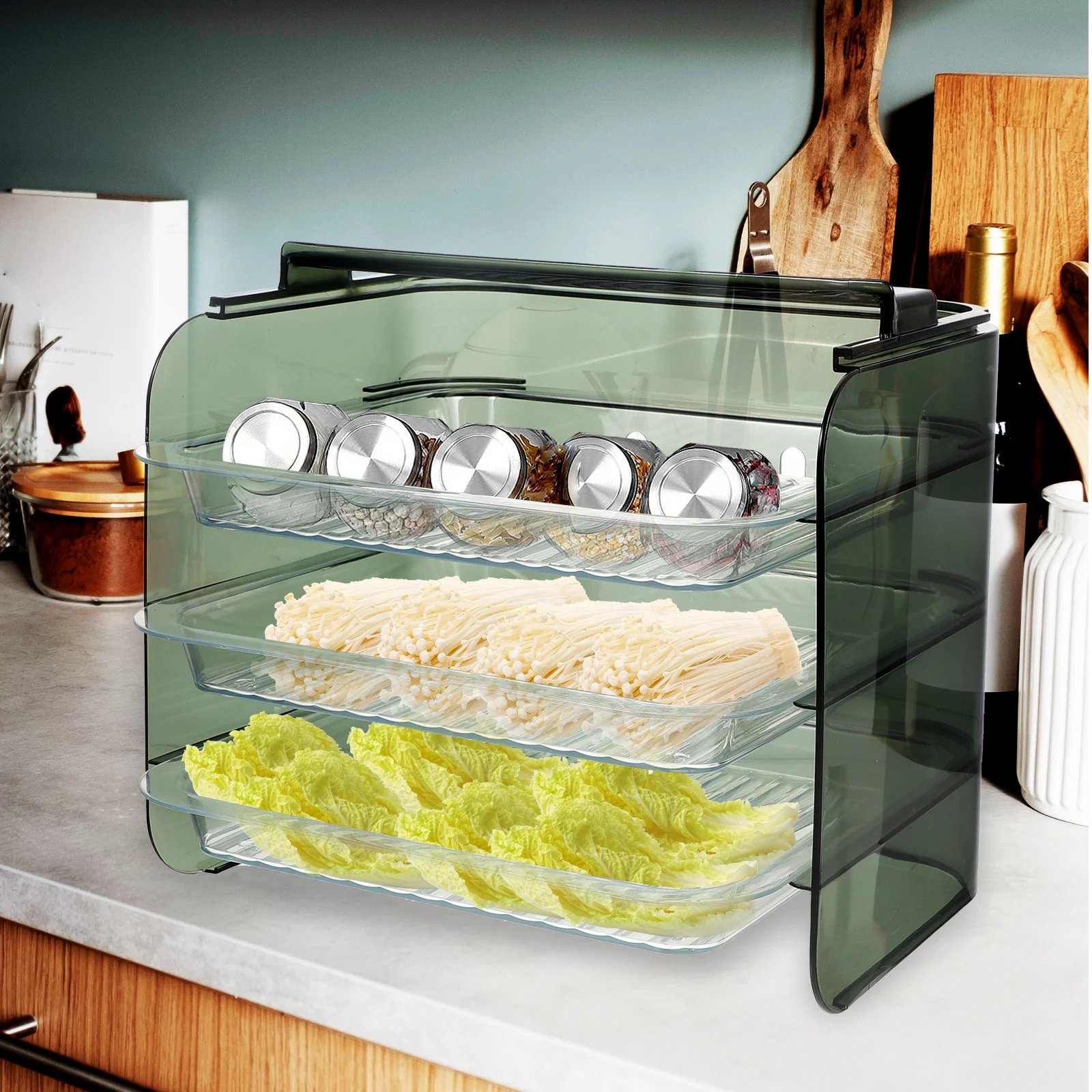 

Plastic Preparation Multi-Layer Food Rack Plates Shelf Food Preparation Rack Storage WallMounted Shelves