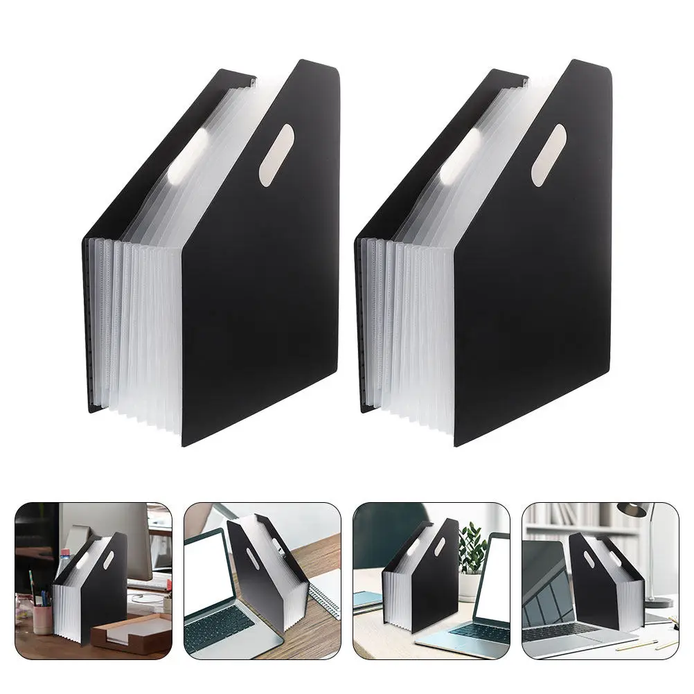 

2Pcs Accordion File Folder Vertical Plastic Accordion Organizer Expandable File Holder for Documents Receipts Bills Storage