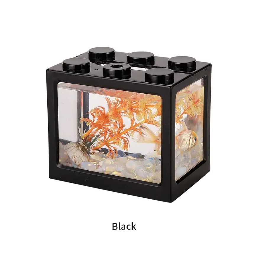 Building Block Fish Tank Mini Landscaping Tank Fighting Fish Tank Seaweed Box Reptile Tank