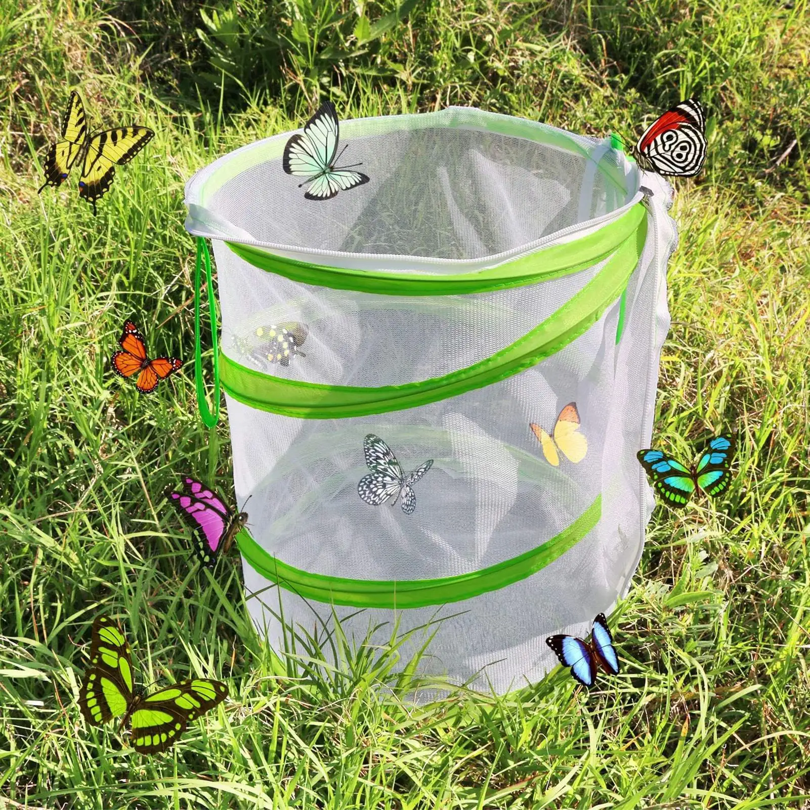 Insect and Butterfly Habitat Cage Foldable Insect Mesh Cage Popup Mesh Enclosure Caterpillar Habitat for Science Education