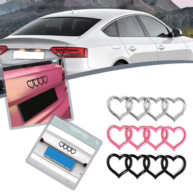 Four Love Car Logo Color Audi Car Logo Style 4 Heart 3D Stickers Car Dress Up Trunk Storage Box Decoration