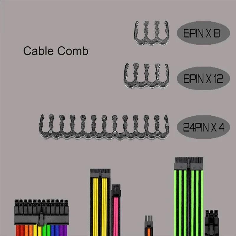 PSU Extension Cables Slot Comb Kit for Computer ATX/GPU/CPU 24pin GPU 8pin CPU 4+4pin Cable Organizer,PC Cabinet Wiring Beautify