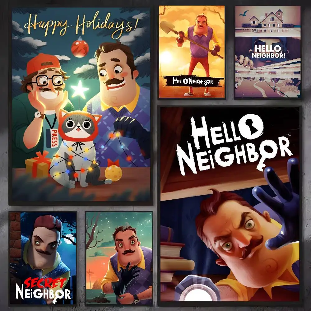 1pc Popular Horror Game Hello N-Neighbor Poster Sticker Print Waterproof Wall Art For Living Room Bedroom Home Decor