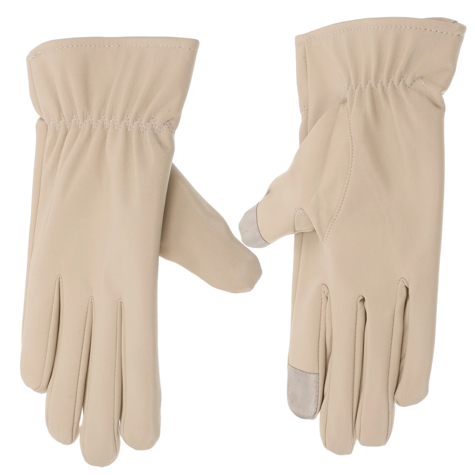 

Gloves Black Touch Screen PU Ladies Warm Cycling Driving Waterproof Fleece Lining Cold Weather Gloves Thin Spring Fall