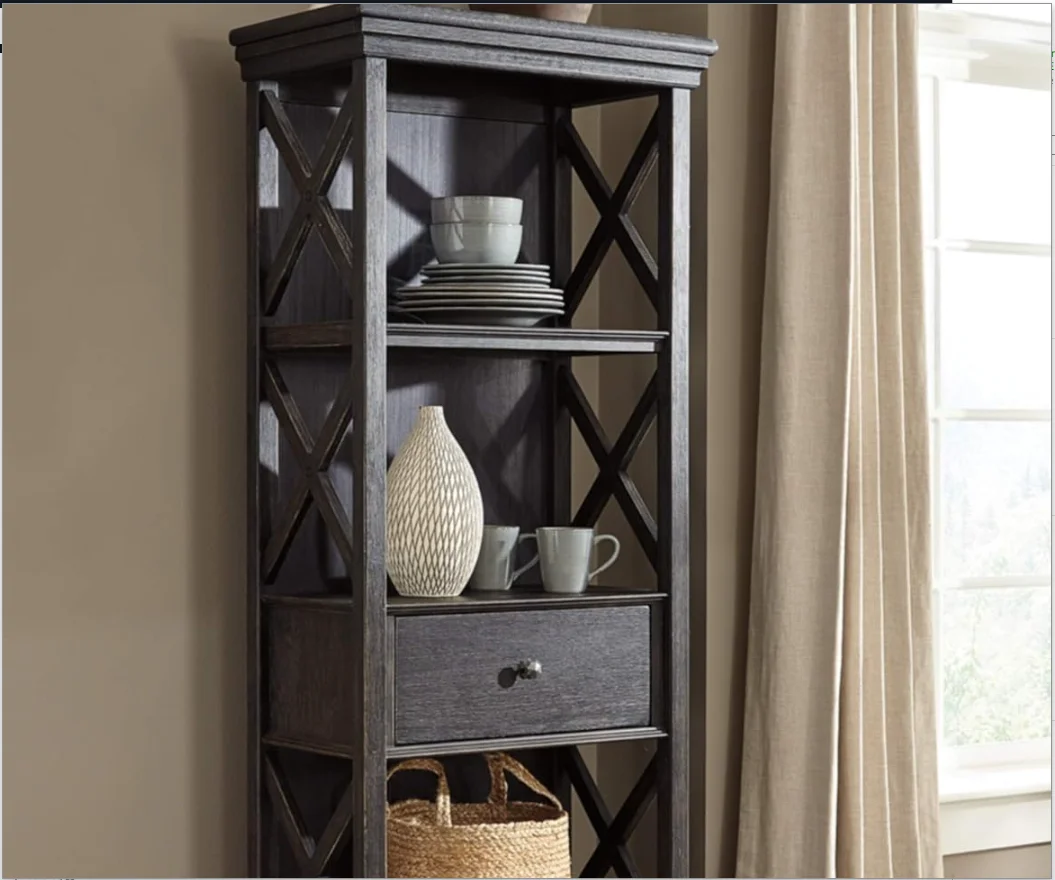

75" Display Cabinet or Bookcase with Drawers, Almost Black