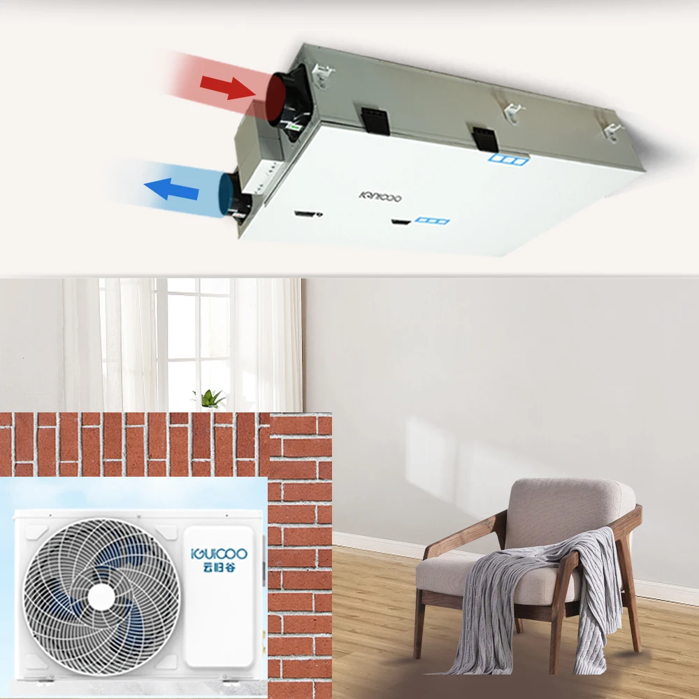 Low Noise Brushless DC Motor Ceiling Mounted Heat Recovery Ventilation System With Precooling And Preheating Function