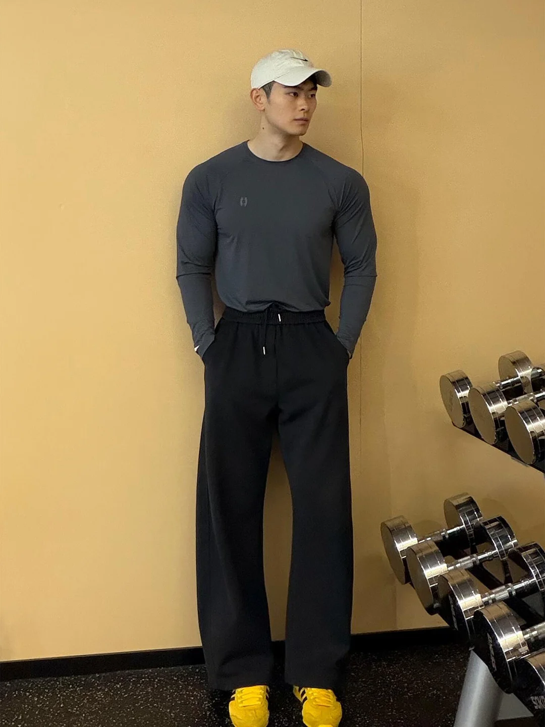 

Bla American Sle Fitn Sports Sweatpants Men's Autumn Winter Heavyweight Drapey Fce Lined Casual Straight Leg Pants