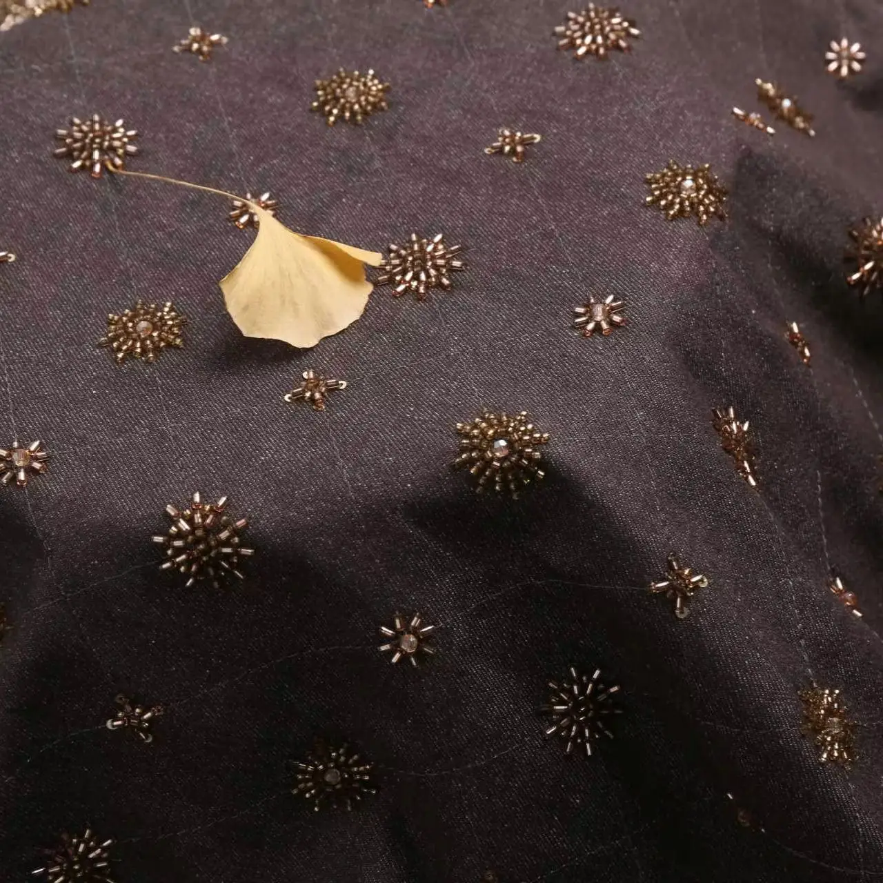 

High-end beaded and sequin embroidered floral 100% cotton fabric for clothing, bags, designer fabrics, DIY sewing fabrics
