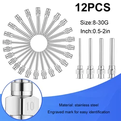 Aiguilles de distribution entièrement en métal émoussé, longueur de manche, 0.5 pouces, 1 pouce, 1.5 pouces, 2 pouces, 8G, 10G, 12G, 14G, 12 pièces par paquet 26 Go en option