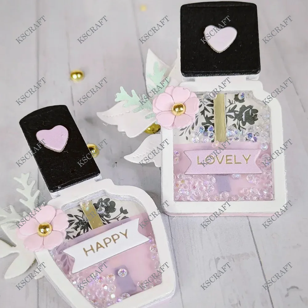 KSCRAFT Cute Nail Polish Bottle Shakers Cutting Dies Stencils for DIY Scrapbooking Decorative Embossing DIY Paper Cards